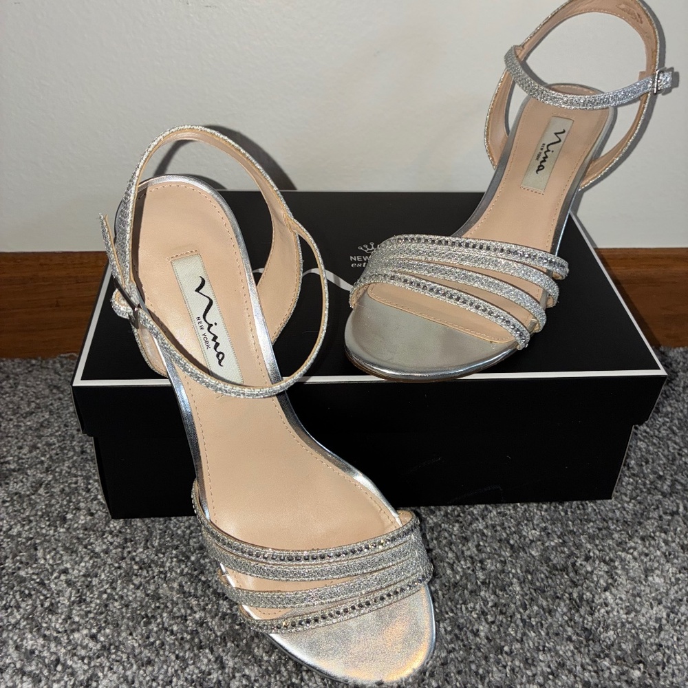 Formal silver dress shoes